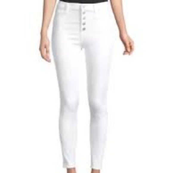 J. Brand White Hi Rise Crop Button Fly Skinny Jeans Size 26 - Picture 2 of 12